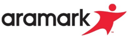 Aramark logo featuring a stylized figure in red and the company name in black.